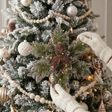 Pre-Lit Glittery Bristle Pine Snowflake Wreath with Warm White LED Lights, 14 Inch