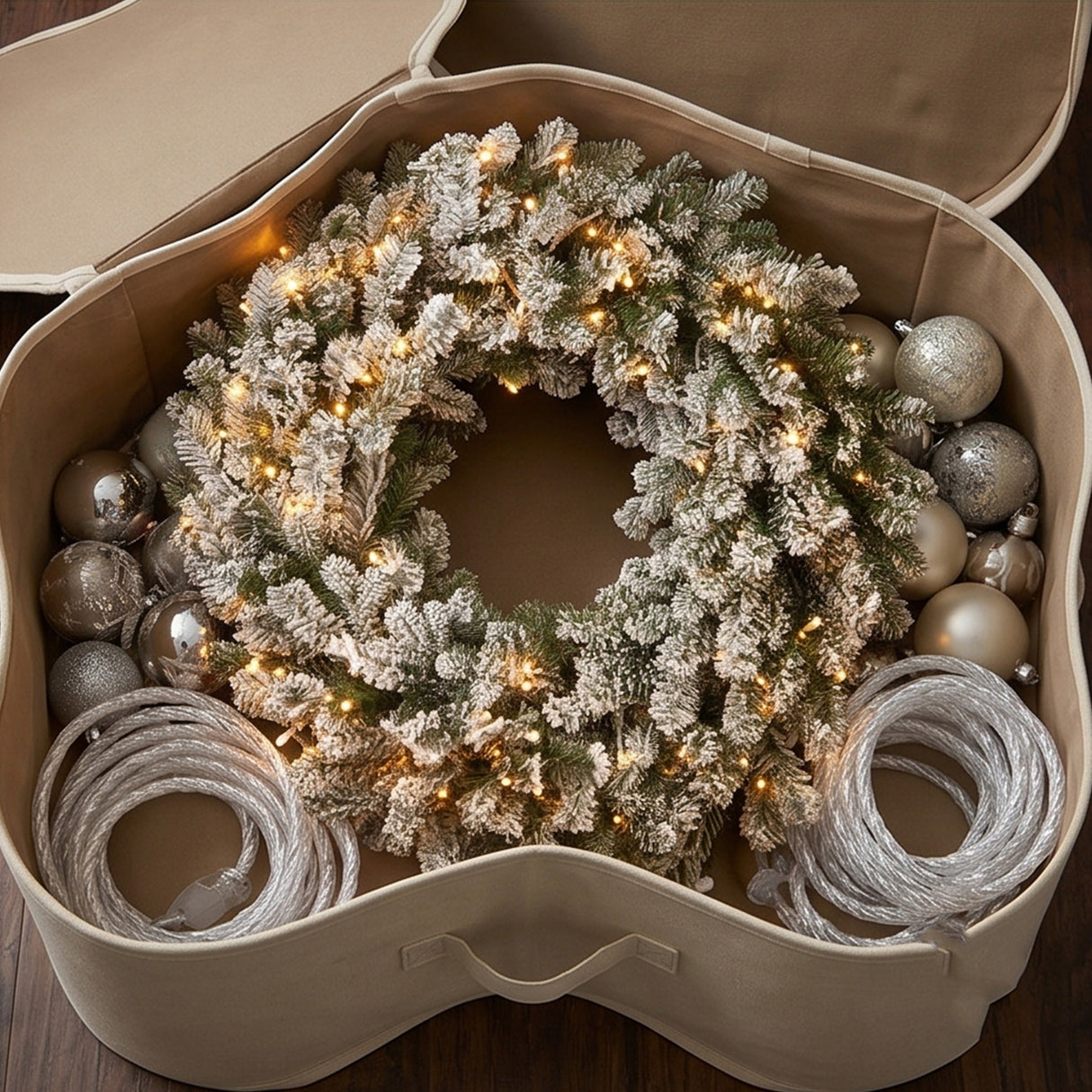 Pre-Lit Snowy Sheffield Spruce Christmas Wreath with Twinkly Smart LED Lights, 30 Inch