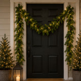 Pre-Lit Cedar Garland with Pinecones & Warm White LED Lights, Plug-In