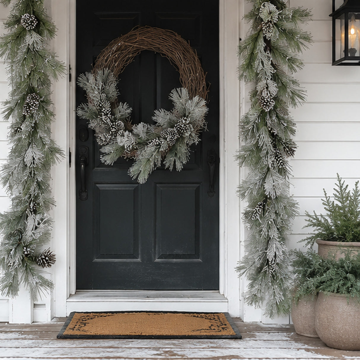 7ft Snowy Pine Christmas Garland with Pinecones
