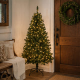 9ft Pre-Lit Acacia Flocked Slim Christmas Tree with Clear Lights