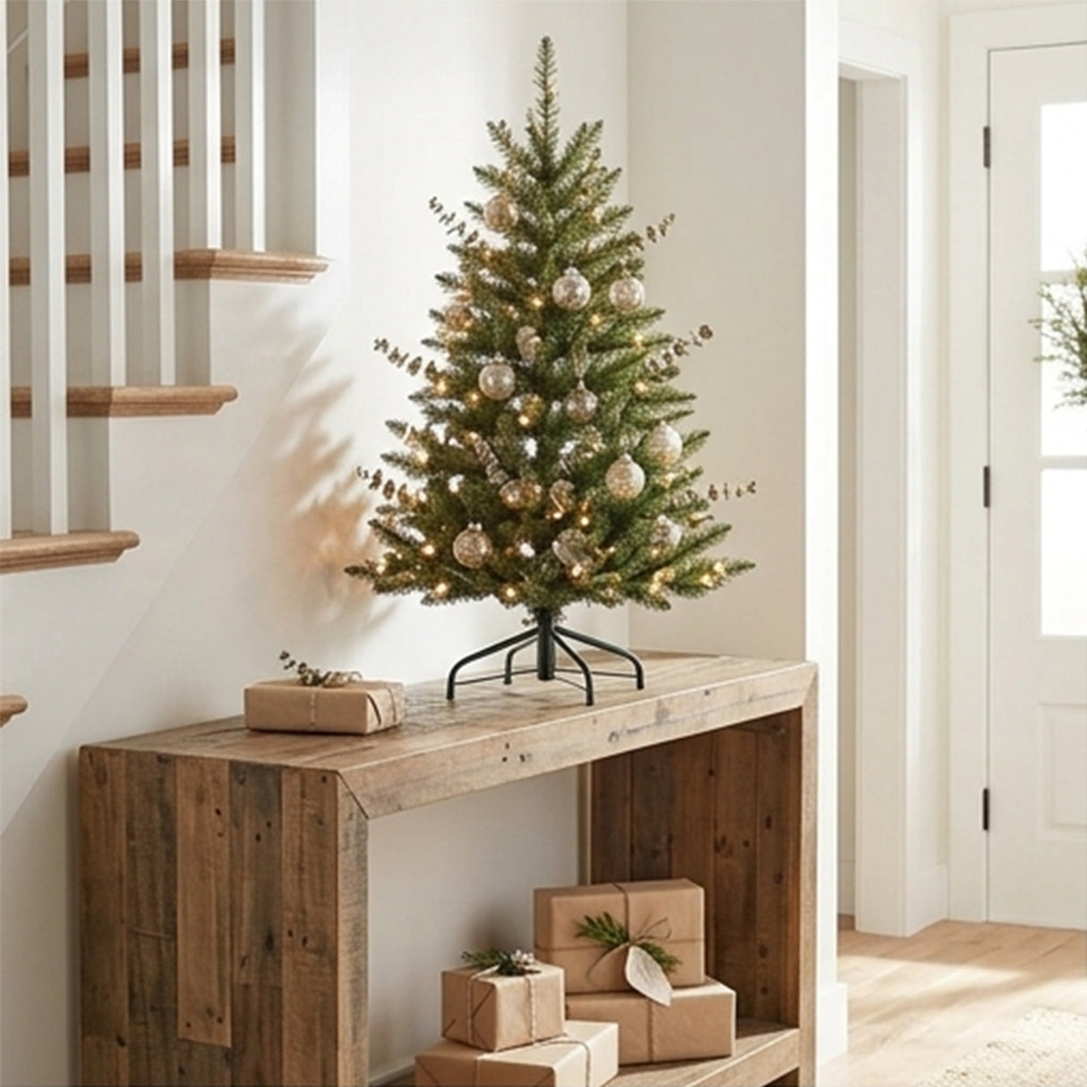 9 ft. Pre-Lit Dunhill Fir Slim Tree with Clear Lights, Plug-In
