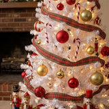 9ft Pre-Lit Millville White Christmas Tree with Warm White LED Lights & PowerConnect