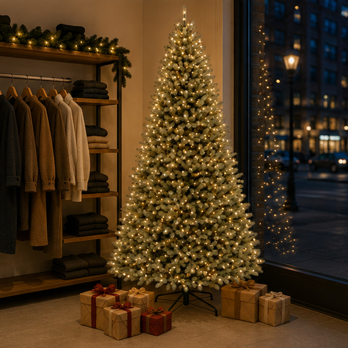 10ft Pre-Lit Downswept Douglas Fir Artificial Christmas Tree with Dual Color LED Lights & PowerConnect