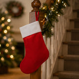 Small Christmas Red Satin Stockings with White Trim 12 Pack
