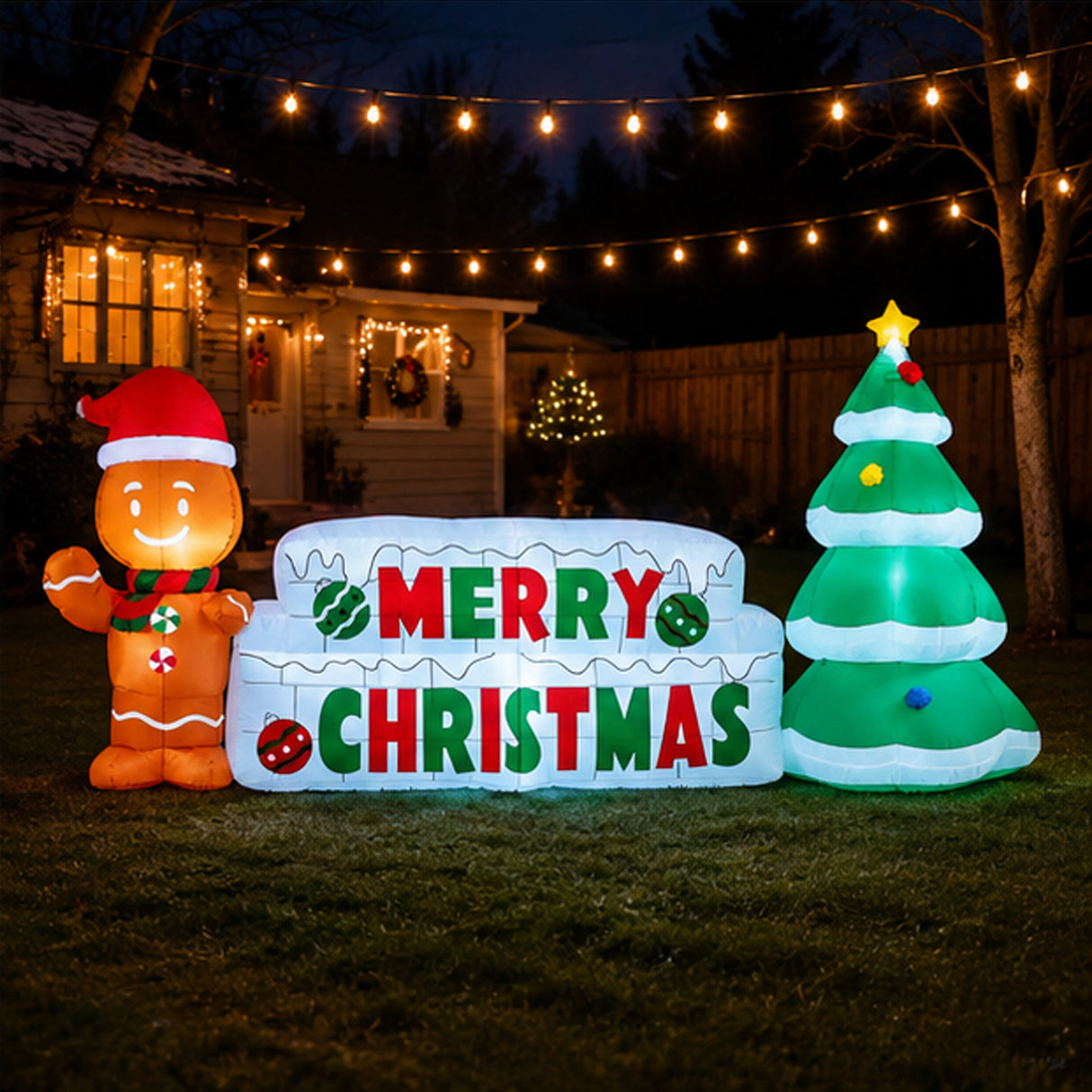 Lighted Merry Christmas Tree Inflatable 10 Ft Outdoor LED Yard Decor