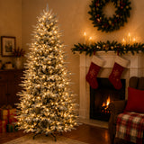 Pre Lit Flocked Aspen Noble Fir Christmas Tree with LED Lights