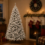 Snow Flocked Artificial Pine Christmas Tree with Foldable Metal Stand
