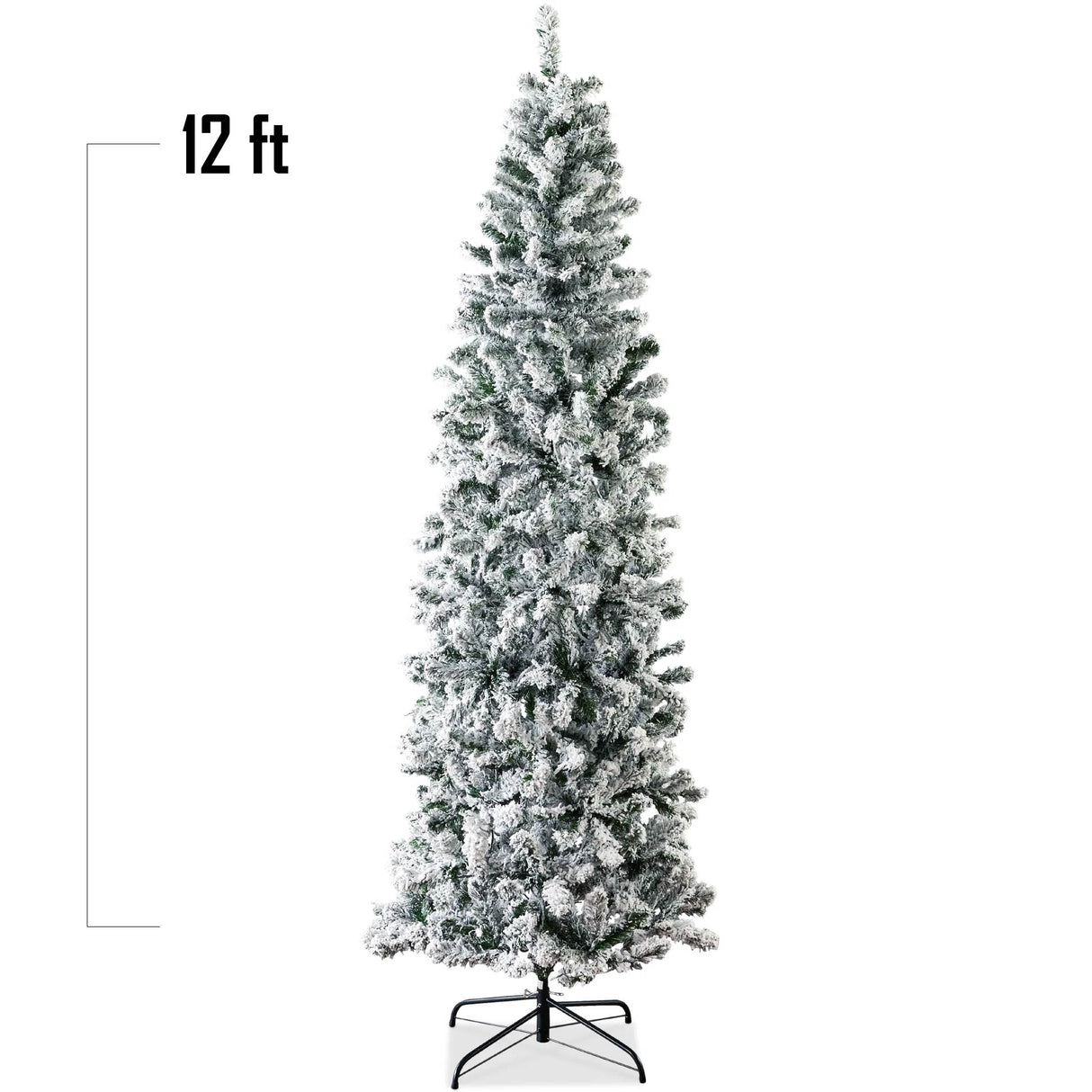 Snow Flocked Artificial Pencil Christmas Tree Slim Space Saving Design