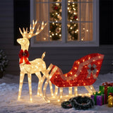 Lighted Christmas Reindeer and Sleigh Outdoor LED Decor Set