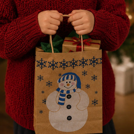 Snowman Paper Gift Bags with Handles 12 Ct Christmas Bags