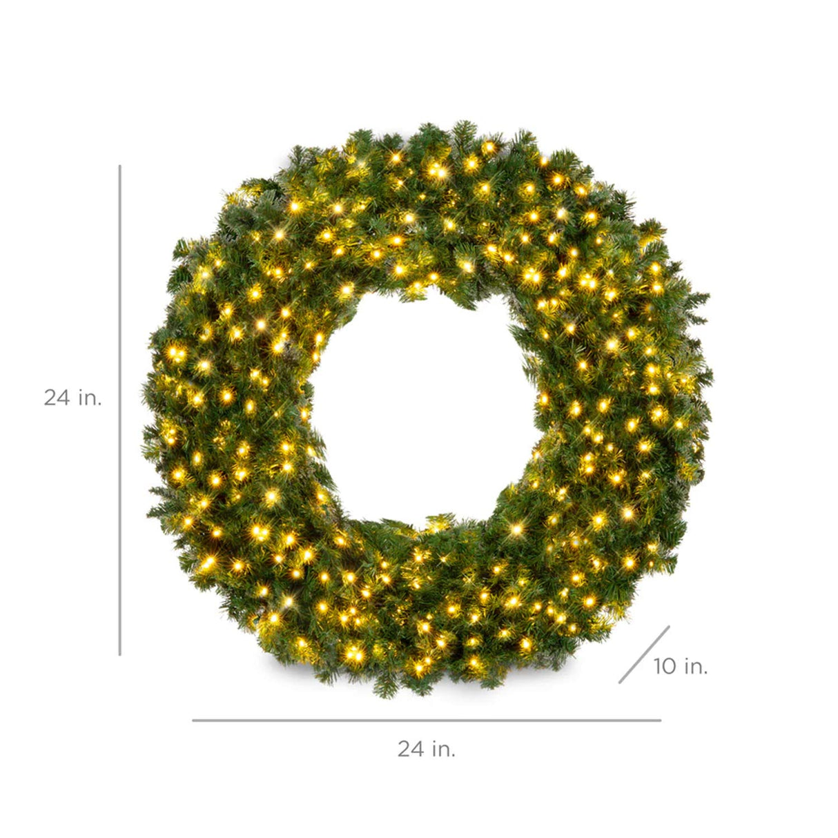 Pre Lit Artificial Fir Christmas Wreath with LED Lights Plug In PVC Tips