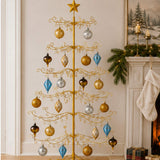 6Ft Wrought Iron Christmas Tree Ornament Display Stand with Folding Design