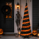 7.5 ft. Halloween Black and Orange Tinsel Tree