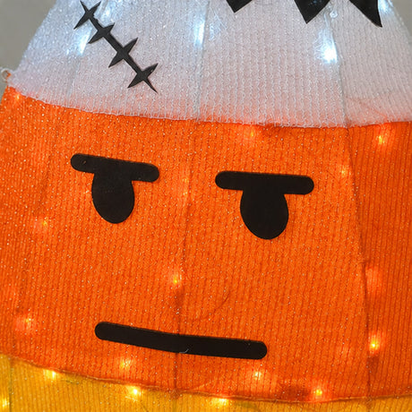 24 in. Halloween Pre-Lit Candy Corn Frankenstein Outdoor Decoration with LED Lights Plug-In