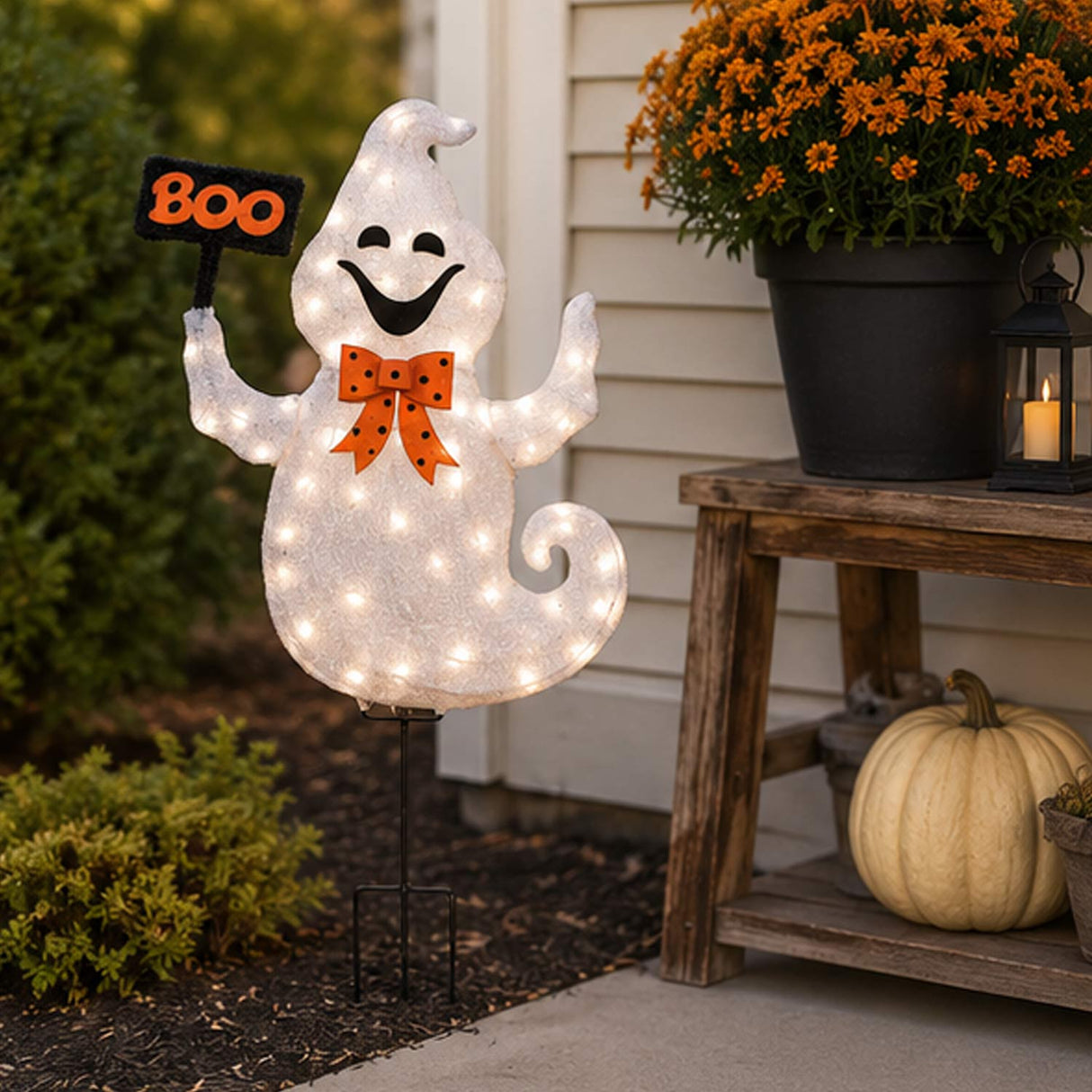 Halloween Pre-Lit BOO Ghost Lawn Decoration with LED Lights