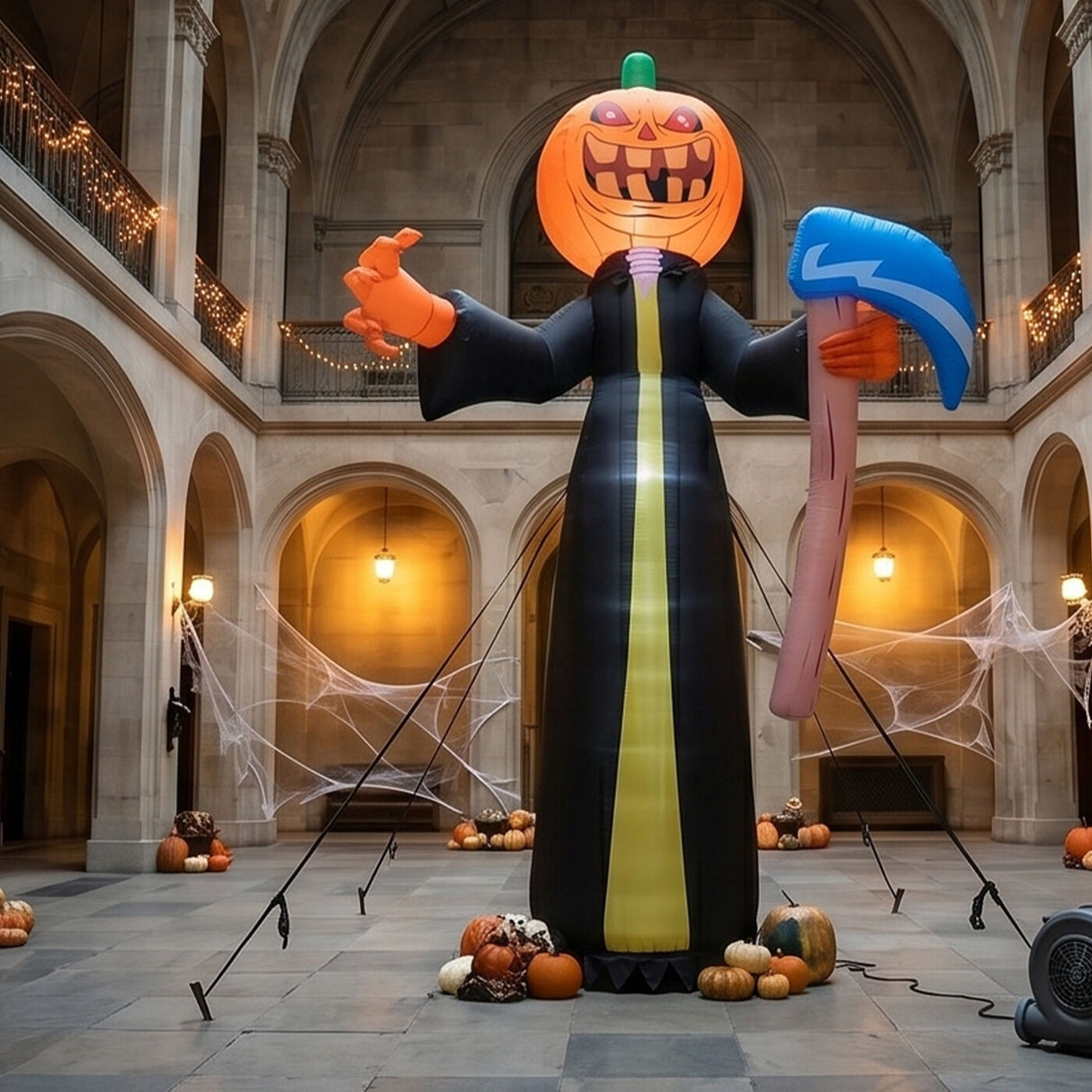 20 ft. Halloween Pumpkin Reaper Inflatable Decoration with LED Lights, Plug-In