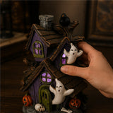 6IN Pre-Lit Purple Haunted House Halloween LED Tabletop Decor