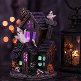 6 in. Halloween Pre-Lit Black Haunted House Decoration with LED Lights
