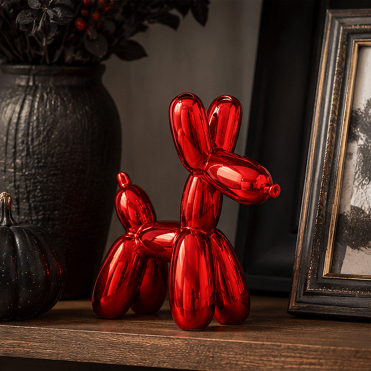 11IN Red Balloon Dog Figurine Halloween Table Decor