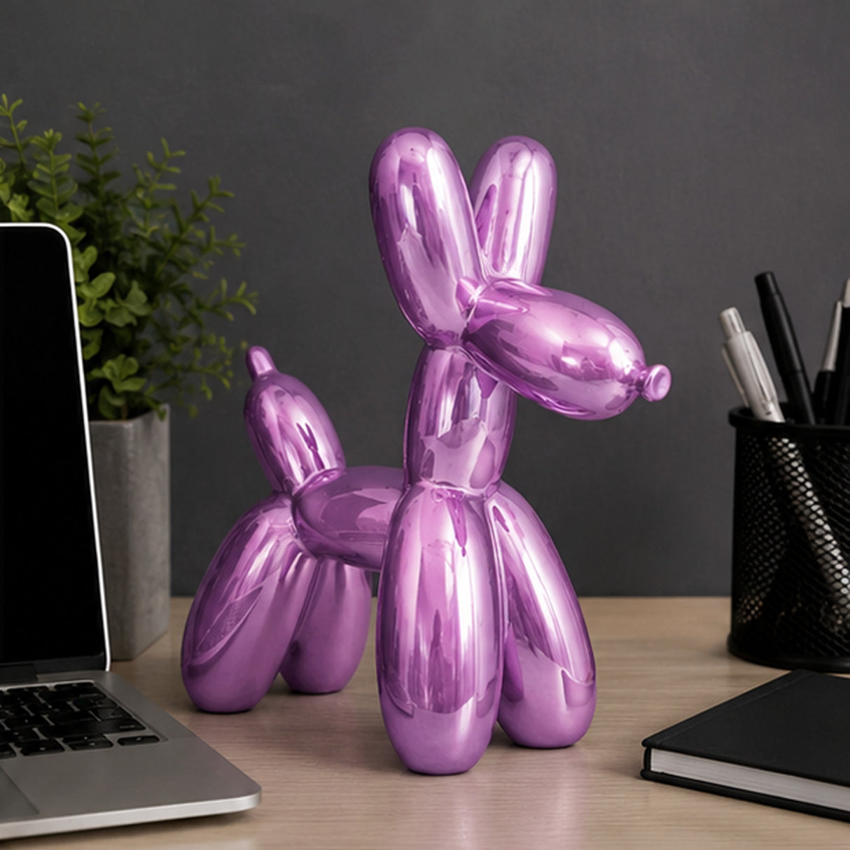 11IN Purple Balloon Dog Figurine Halloween Table Decor