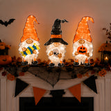 30IN Pre-Lit Halloween Gnome Trio Outdoor LED Lawn Decoration
