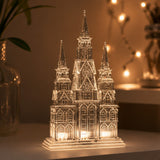 17IN Christmas Cathedral Figurine with Warm White LED Lights & Silent Night Music Indoor Decor