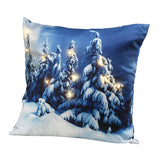 17IN Winter Scene Decorative Pillow with Warm White LED Lights Christmas Cushion