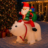 6 ft. Inflatable Santa Riding Polar Bear, Plug-In