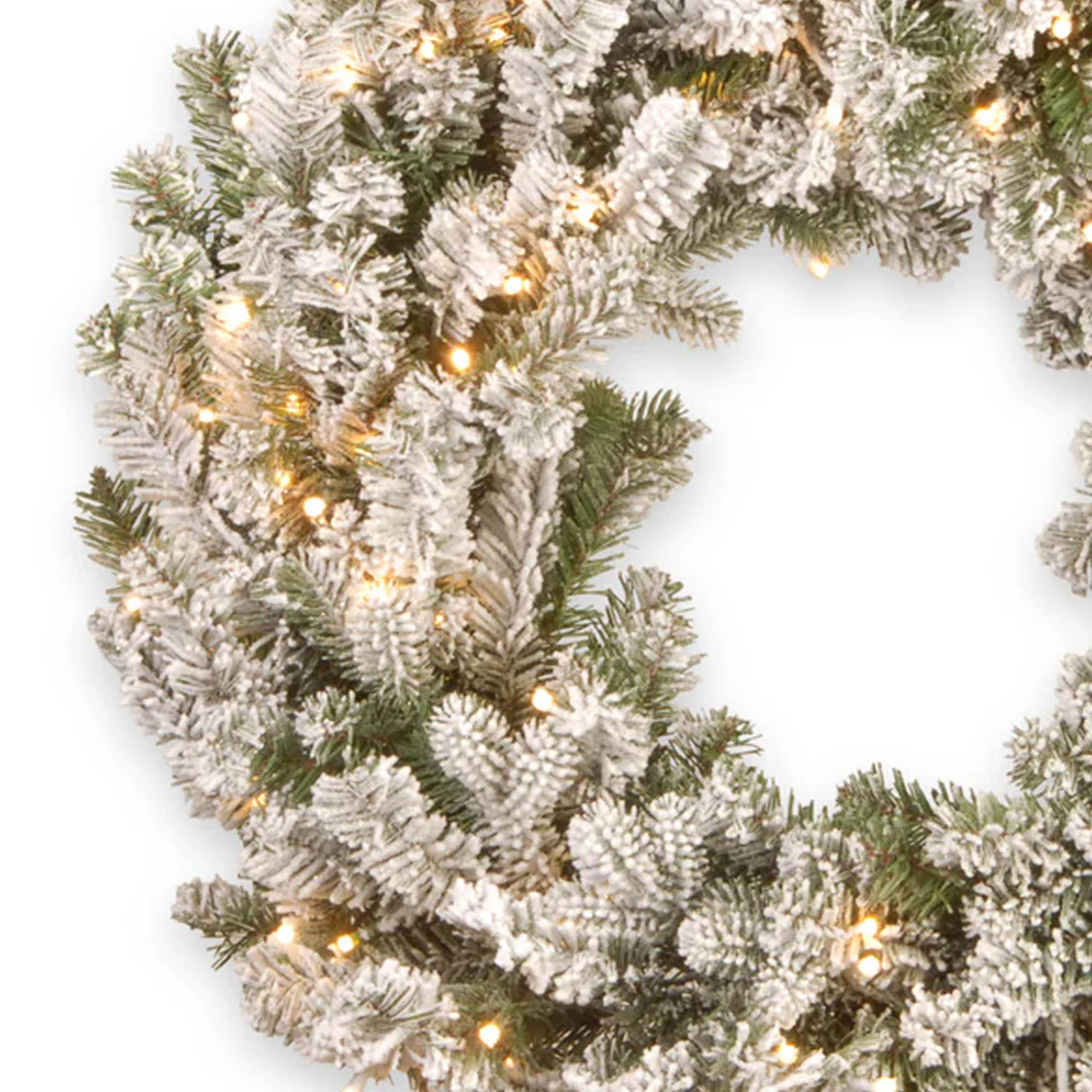30IN Pre Lit Snowy Sheffield Spruce Wreath with Smart Twinkly LED Lights