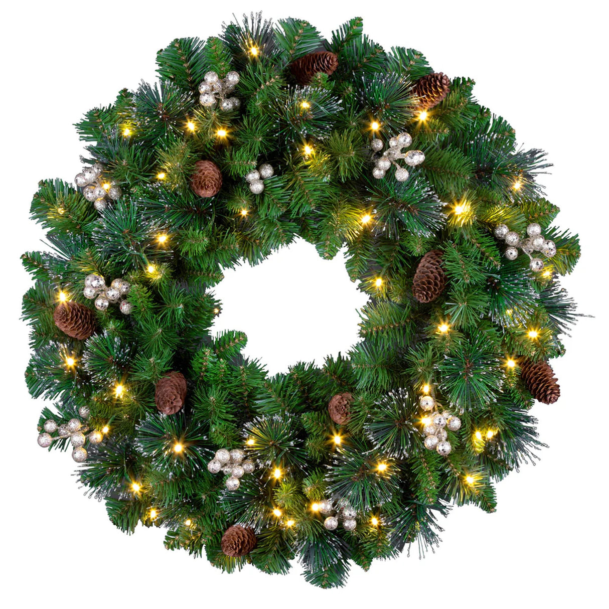 Pre-Lit 24 in. Crestwood Gold Spruce Christmas Wreath with Warm White LED Lights