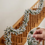 Pre-Lit Snowy Sheffield Spruce Garland with Dual Color LED Cosmic Lights, 9 Foot (Plug-In)