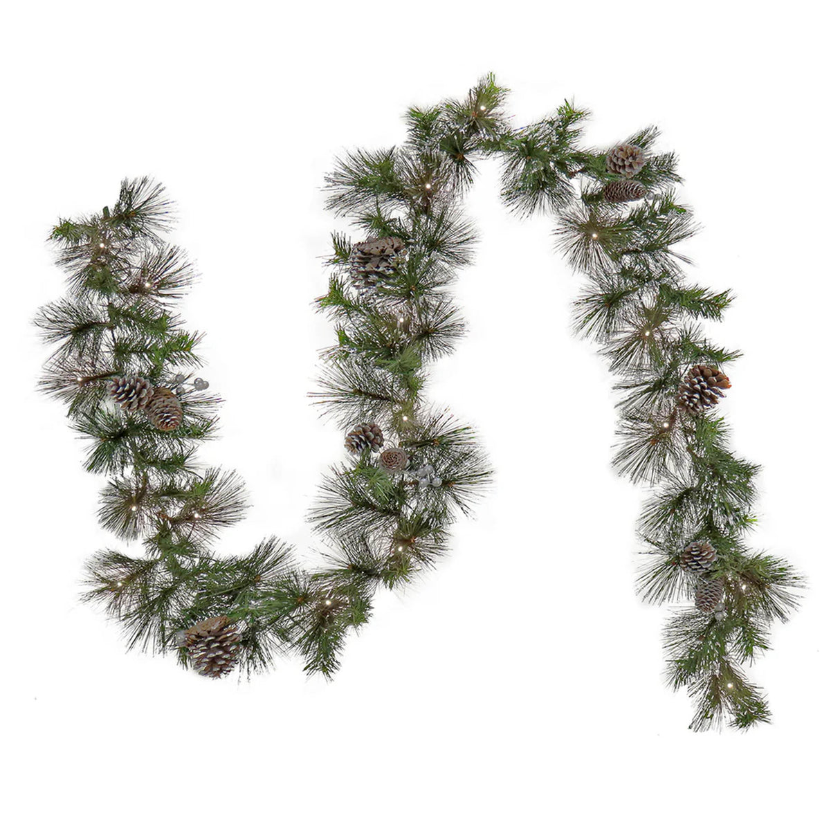 Pre-Lit Whitter Pine Garland with Warm White LED Lights, 9 Foot
