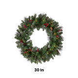 Pre-Lit Crestwood Spruce Wreath with Warm White LED Lights, 30 Inch