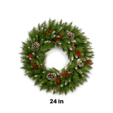 Frosted Berry Wreath, 24 Inch Christmas Wreath (Unlit)