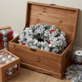 Pre-Lit Snowy Bristle Pine Garland with Ornaments & Clear Lights, 9 Foot