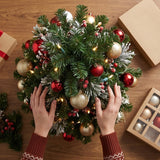 Pre-Lit Snowy Bedford Urn Filler with Warm White LED Lights, 18 Inch Holiday Decor