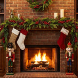 Christmas Joy Garland with Red Berries, 5 Foot Holiday Mantel Decor
