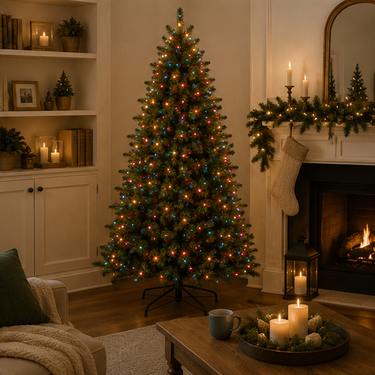 9ft Pre-Lit Dunhill Fir Christmas Tree with 1,100 Clear Lights