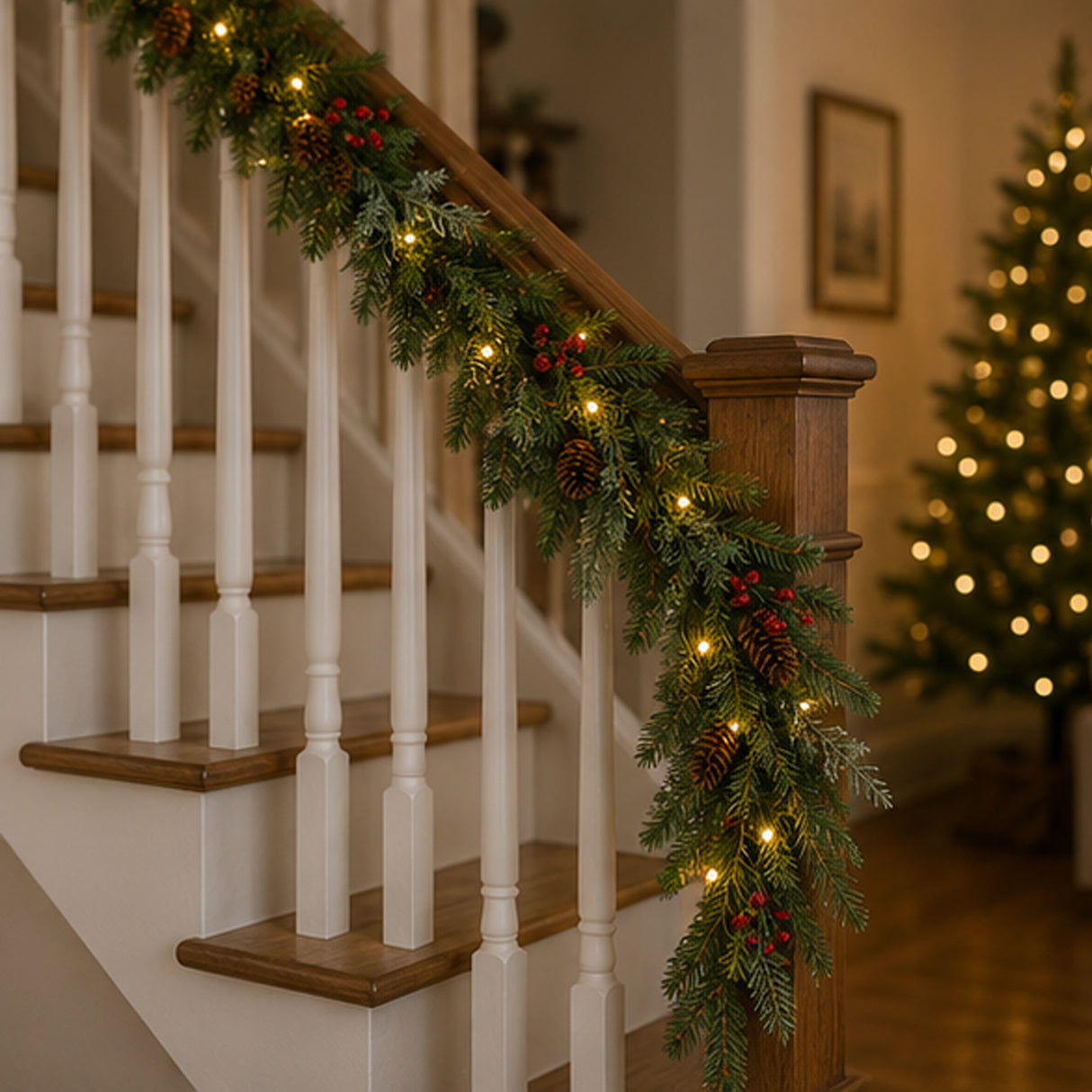Pre-Lit Buzzard Pine 3-Piece Christmas Entry Set with Tree, Wreath & Garland