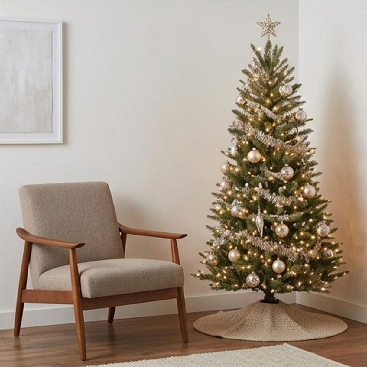 9 ft. Pre-Lit Dunhill Fir Slim Tree with Clear Lights, Plug-In