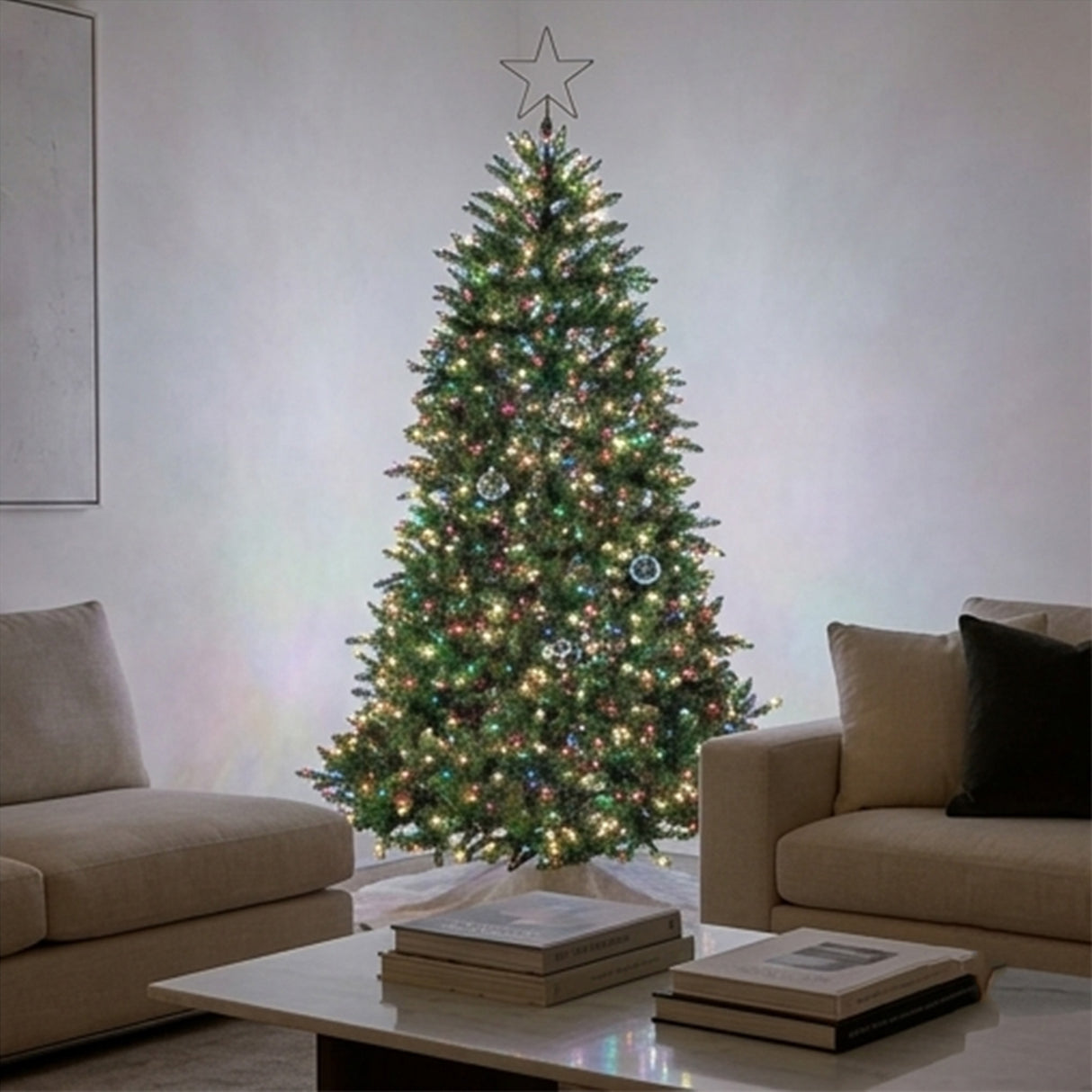 9ft Pre-Lit Dunhill Fir Christmas Tree with Multicolor & Clear Spectrum Lights