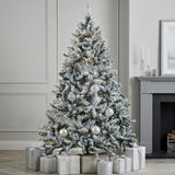 9ft Pre-Lit Snowy Hudson Flocked Christmas Tree with Warm White LED Lights