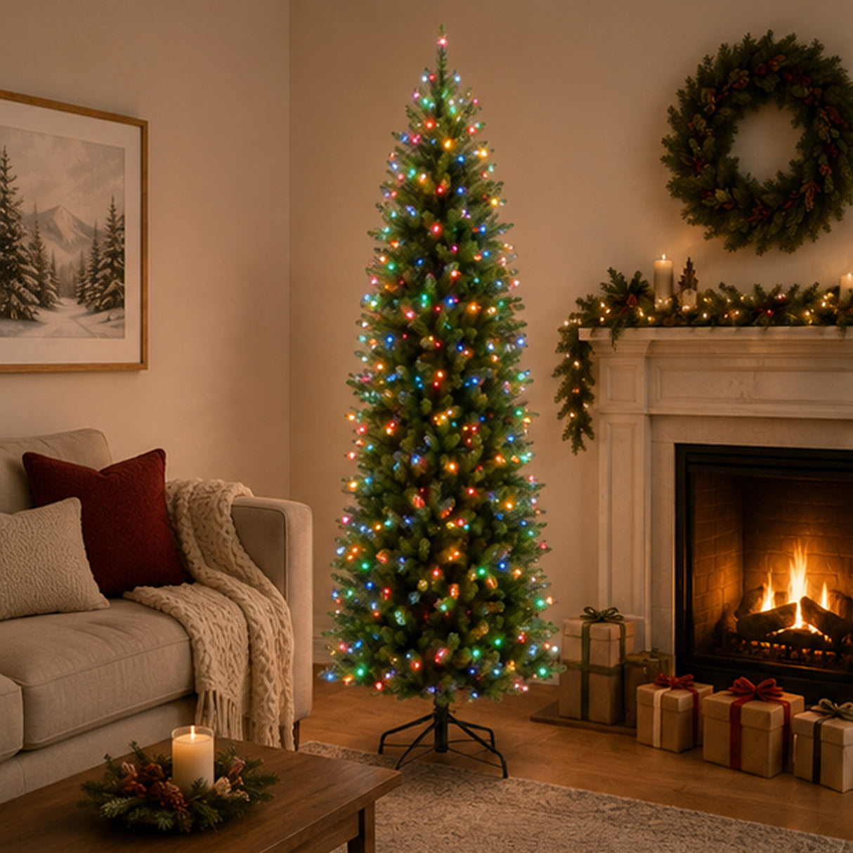 10ft Kingswood Fir Pencil Slim Artificial Christmas Tree (Unlit)