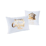 White with Gold Nativity Throw Pillow Set – 2 Pc Holiday Décor