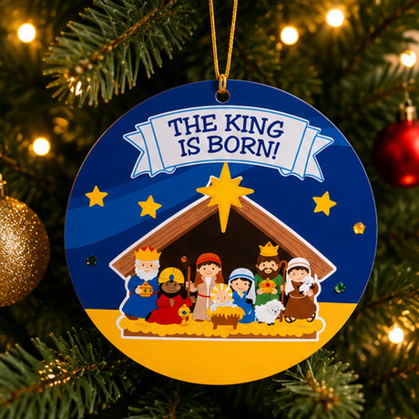 Nativity Paper Sticker Scene Christmas Ornaments 24 Pack Craft Kit
