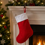 Small Christmas Red Satin Stockings with White Trim 12 Pack