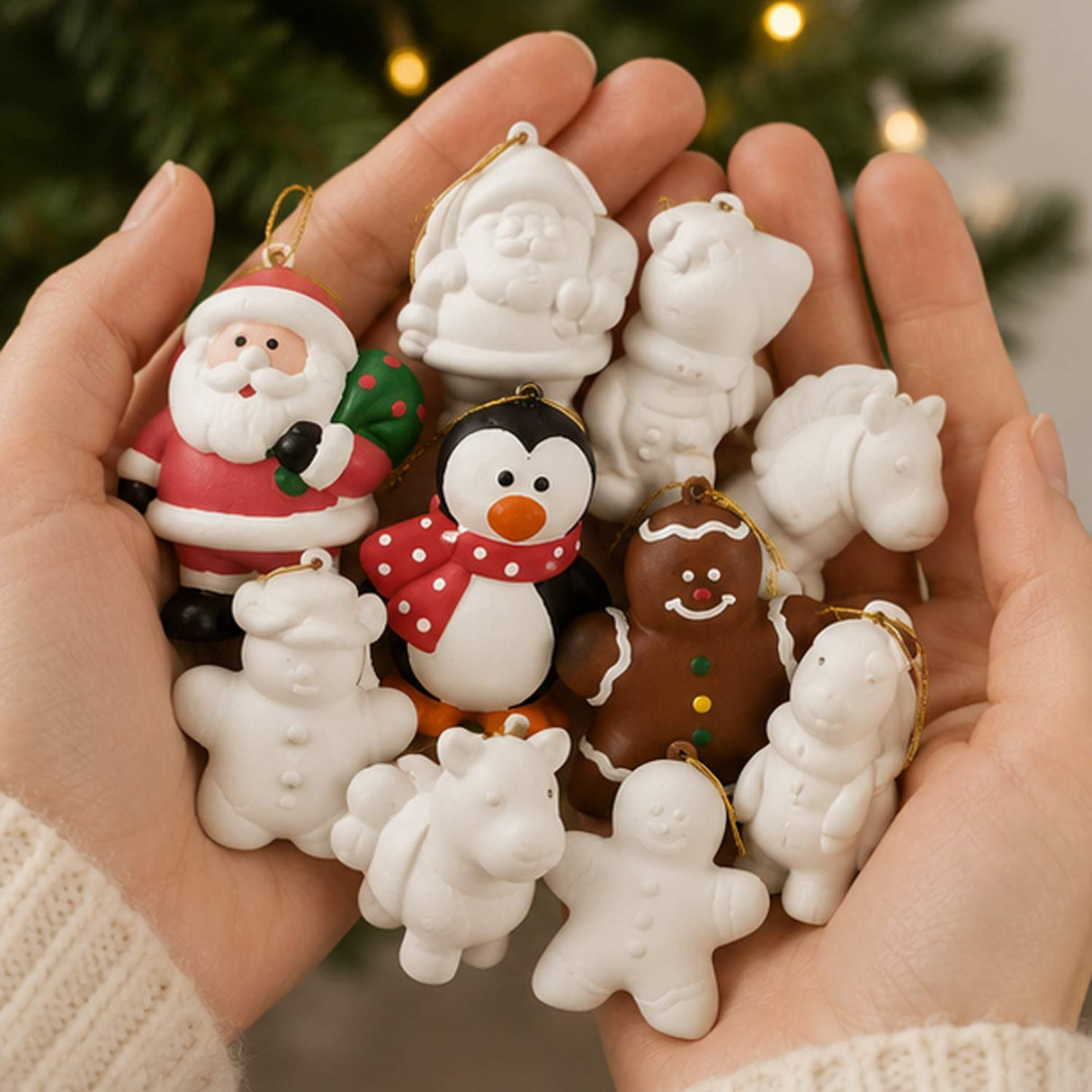 DIY Ceramic Holiday Character Christmas Ornaments 3 Inch 12 Pc