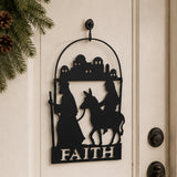 Mary Joseph Donkey Faith Metal Christmas Ornaments 12 Pc Set