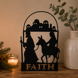 Mary Joseph Donkey Faith Metal Christmas Ornaments 12 Pc Set